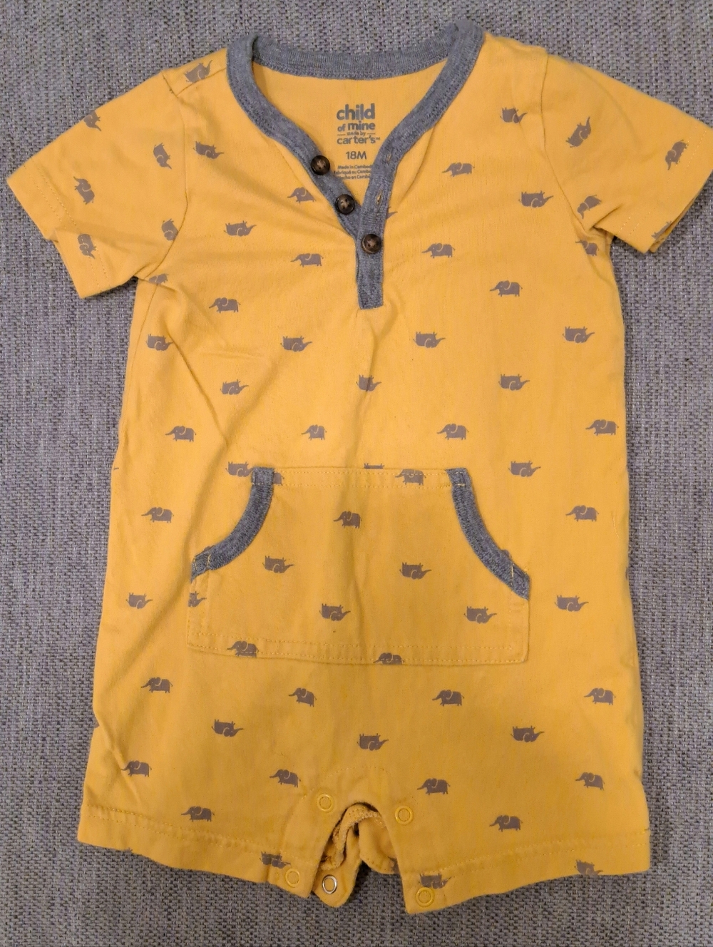2/$10 Baby Boy Yellow Elephant Romper